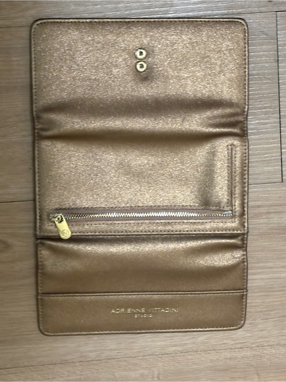 Adrienne Vittadini Shimmery Gold Folding Wallet Clutch